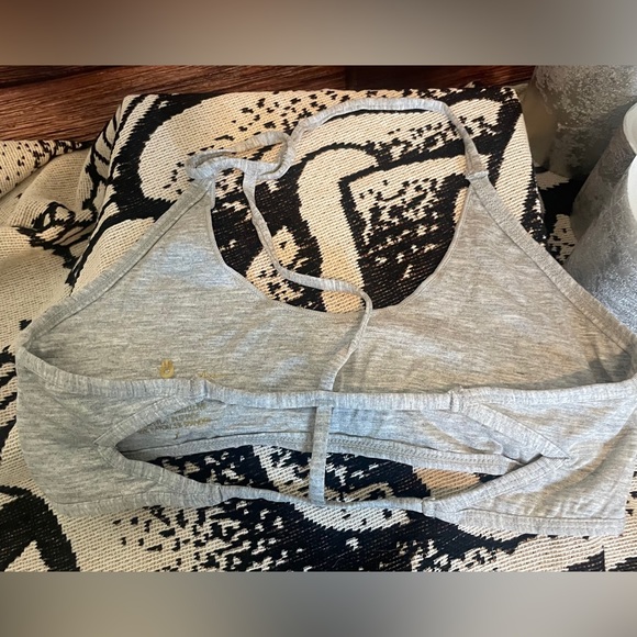 NWOT Spiritual Gangster Good Vibes Only Grey Bra Sz L T-back spaghetti straps - Picture 2 of 6
